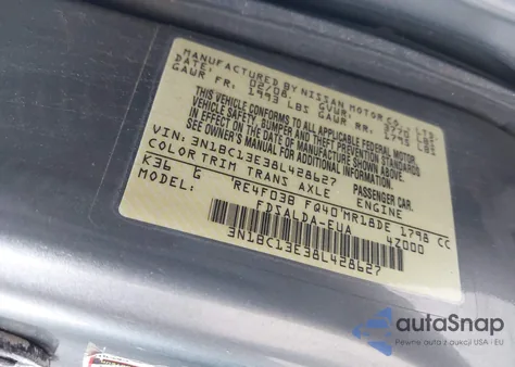 2008 Nissan Versa 1.8S z USA, uszkodzony, nr VIN 3N1BC13E38L428627